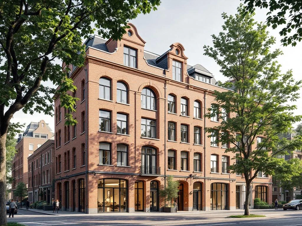 Elegante Amsterdam Zuid appartementen in Apollobuurt met klassieke bakstenen gevels en bomen langs straat