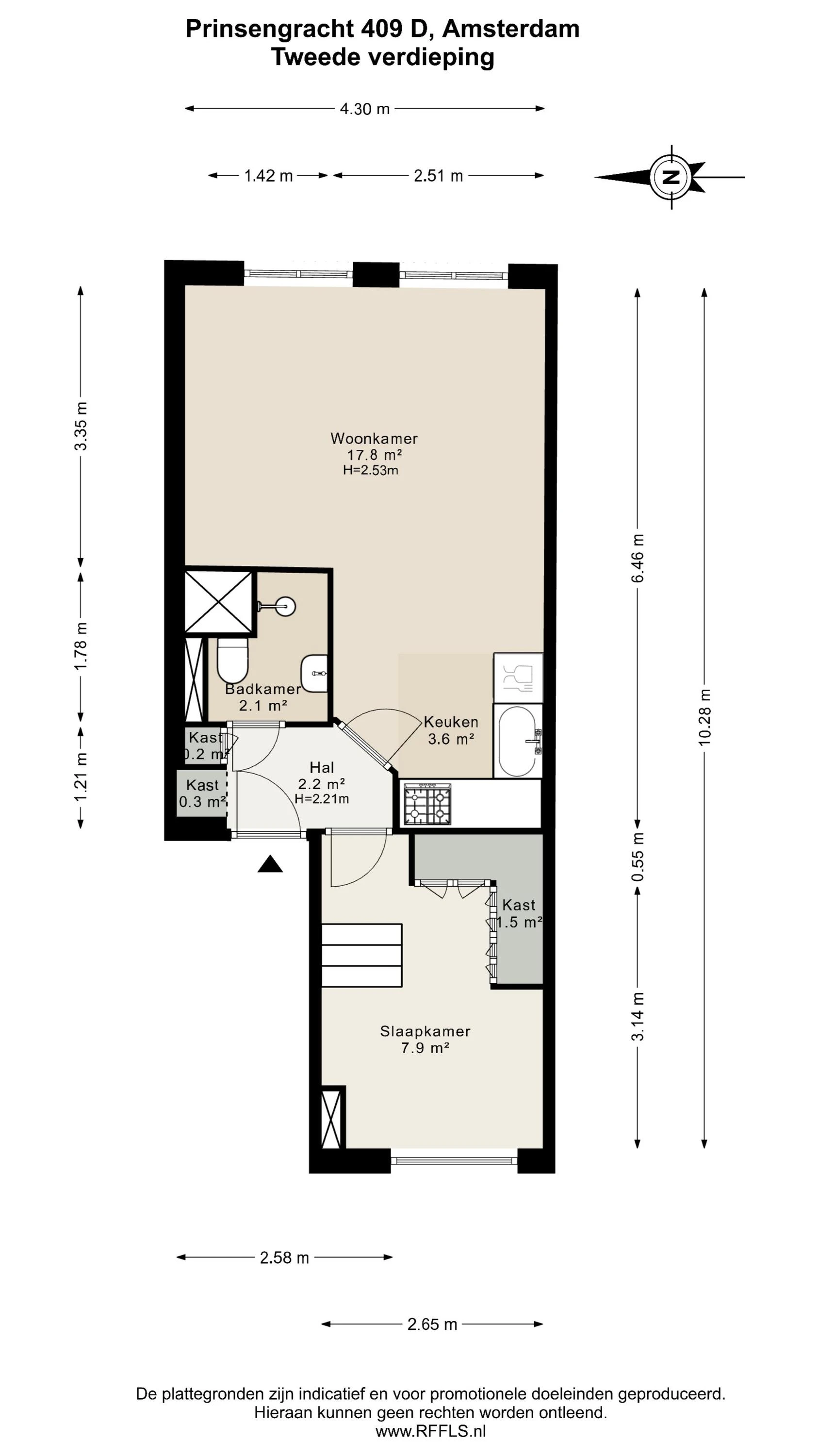 Studio te koop: Prinsengracht 409D, Amsterdam