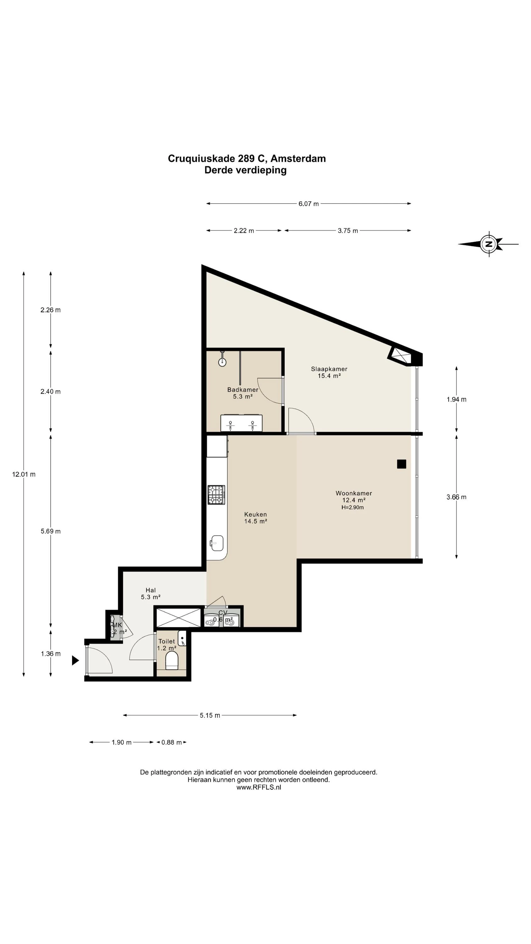 Appartement te koop: Cruquiuskade 289C, Amsterdam